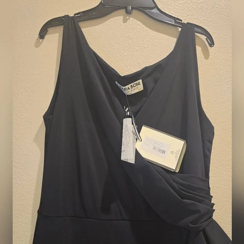 Chiara Boni La Petite Robe Sangiovanna Ruffle Long Gown Dress Black 12 NWT